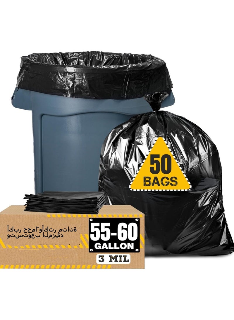 50 pcs  Extra-large black garbage bags (55-60 gallons) in packs of 50. (80 x 100 cm), garbage can liners, suitable for offices, outdoor use, gardens, and commercial settings. - Image 1