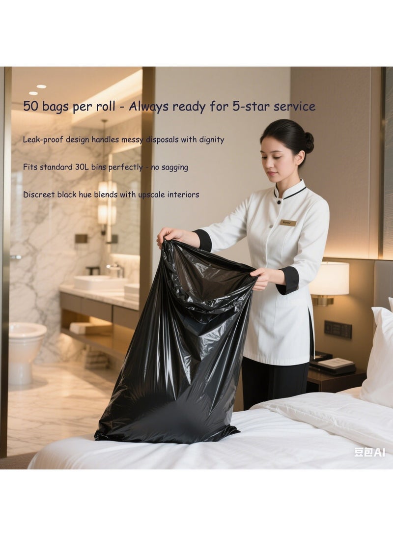 50 pcs  Extra-large black garbage bags (55-60 gallons) in packs of 50. (80 x 100 cm), garbage can liners, suitable for offices, outdoor use, gardens, and commercial settings. - Image 3