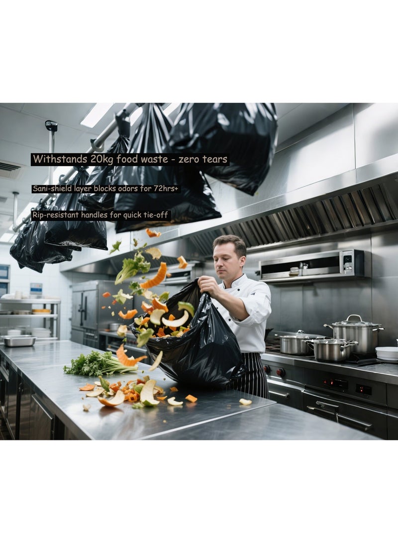 50 pcs  Extra-large black garbage bags (55-60 gallons) in packs of 50. (80 x 100 cm), garbage can liners, suitable for offices, outdoor use, gardens, and commercial settings. - Image 4