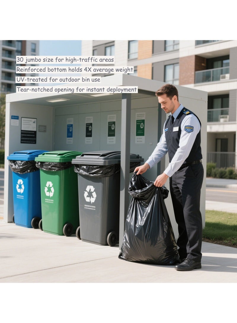 50 pcs  Extra-large black garbage bags (55-60 gallons) in packs of 50. (80 x 100 cm), garbage can liners, suitable for offices, outdoor use, gardens, and commercial settings. - Image 2