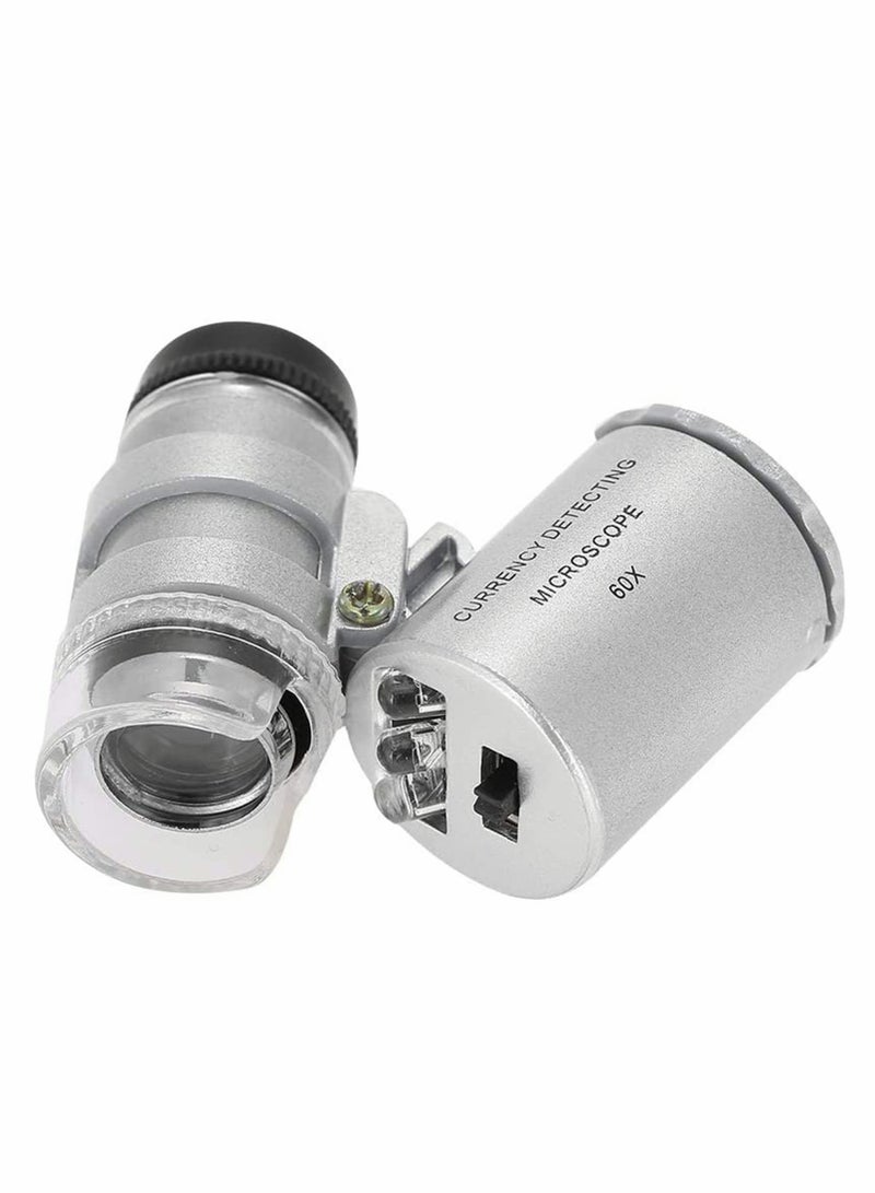 Portable Mini Microscope with LED UV Lights 60X Magnification for Easy Viewing