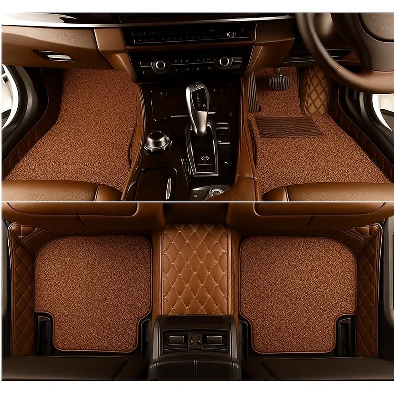 CYRER Premium 7D car mat Full Set for Honda City (Model:2014-2019) Luxury Leather Double Car Floor Mat Complete Set || 100% Waterproof and Washable Color : Coffee - Image 1