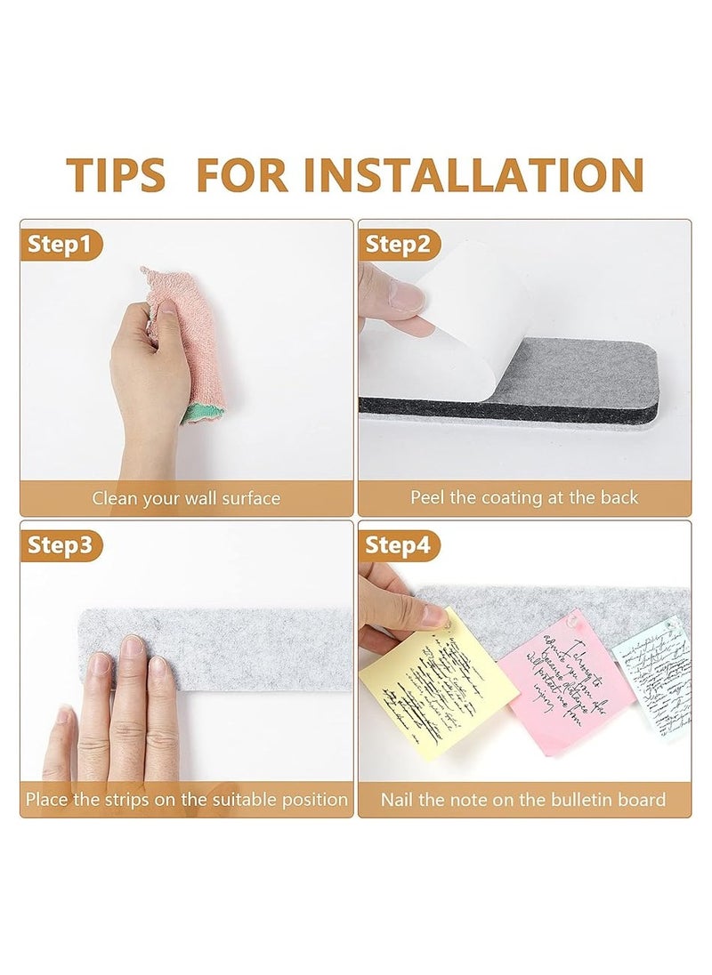 Generic 5 Pack Bulletin Board Strips, Felt Pin Board Bar with 50 Push Pins Self-Adhesive Felt Bulletin Board for Office School Home Wall Decoration, for Organize Memo, Photos, Display  - Image 3
