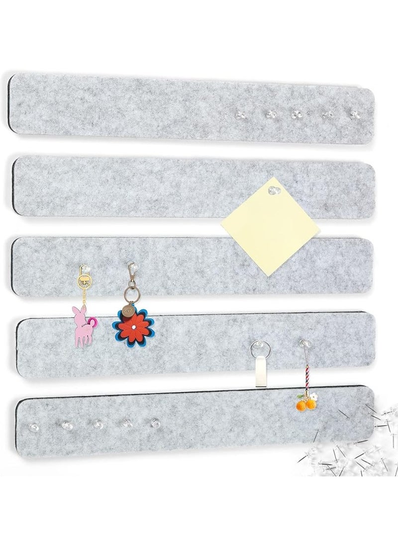 Generic - 5 Pack Bulletin Board Strips, Felt Pin Board Bar with 50 Push Pins Self-Adhesive Felt Bulletin Board for Office School Home Wall Decoration, for Organize Memo, Photos, Display - Image 1