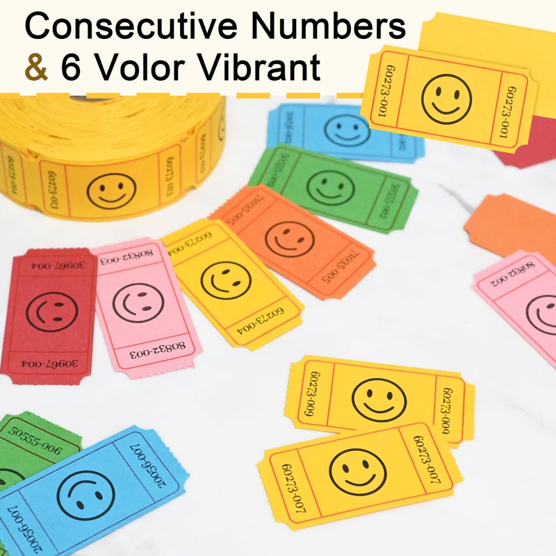 L LIKED 500 Raffle Tickets, Smile,Yellow(6 Color Selection), Single Roll, Ticket for Events, Entry, Class Reward, Raffle & Prizes - Image 5