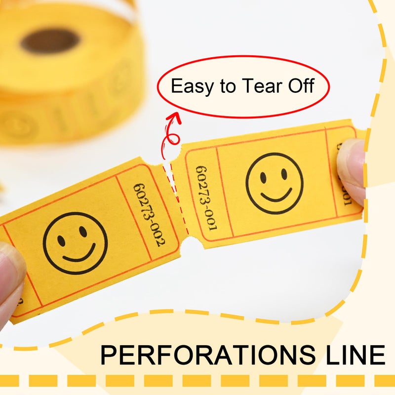 L LIKED 500 Raffle Tickets, Smile,Yellow(6 Color Selection), Single Roll, Ticket for Events, Entry, Class Reward, Raffle & Prizes - Image 3