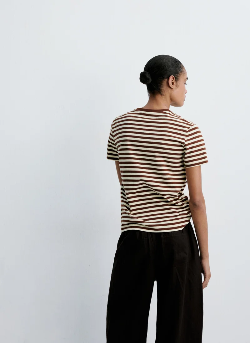 مانجو Striped Cotton T-Shirt