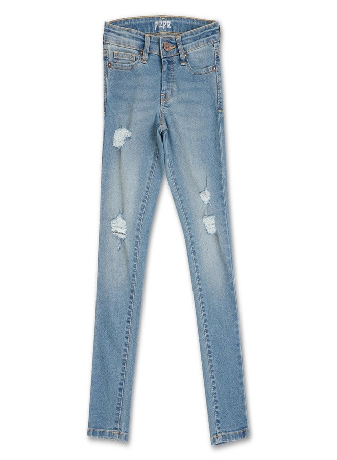 Pepe Jeans Girl's Skinny Jeans (PG201655Q05_Light Wash_10 Years-11 Years) - Image 1