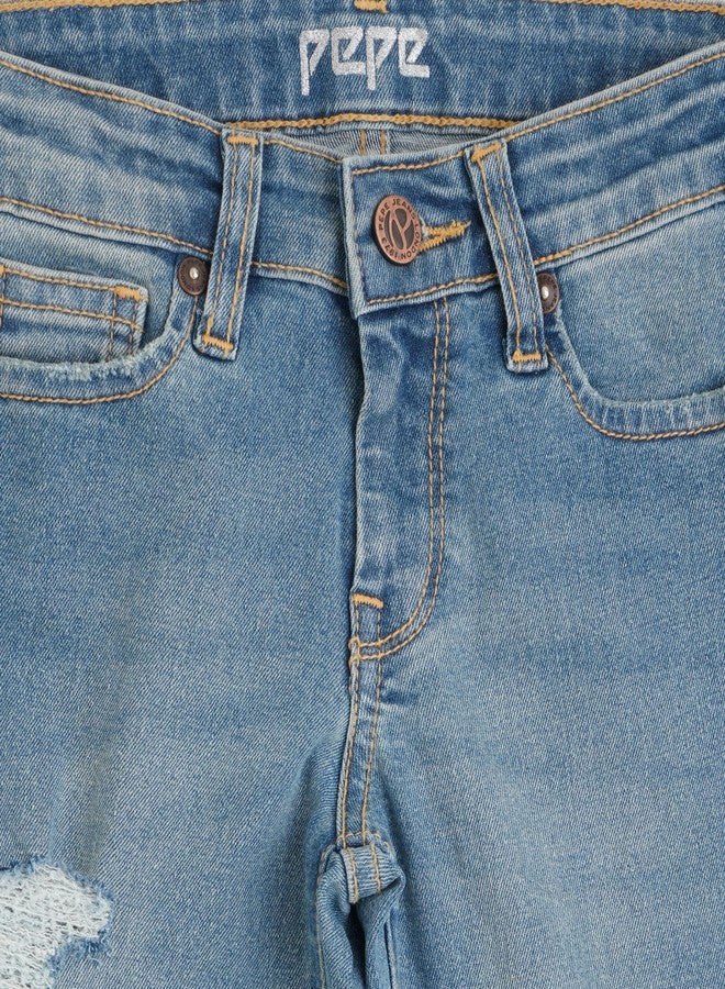 Pepe Jeans Girl's Skinny Jeans (PG201655Q05_Light Wash_10 Years-11 Years) - Image 3