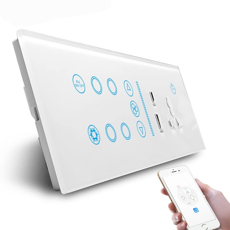 Protium Multi function Smart Switch, Compatible with Alexa, Google Home, Smart Things & Smart life App (4 Gang+20A AC+ Fan Regulator+ 13A Socket + USB A & Type C) White Color - Image 1