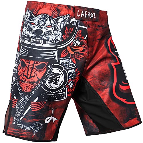 LAFROI Mens MMA Cross Training Boxing Shorts Trunks Fight Wear with Drawstring and Pocket-QJK01 Warrior Size LG - Image 1
