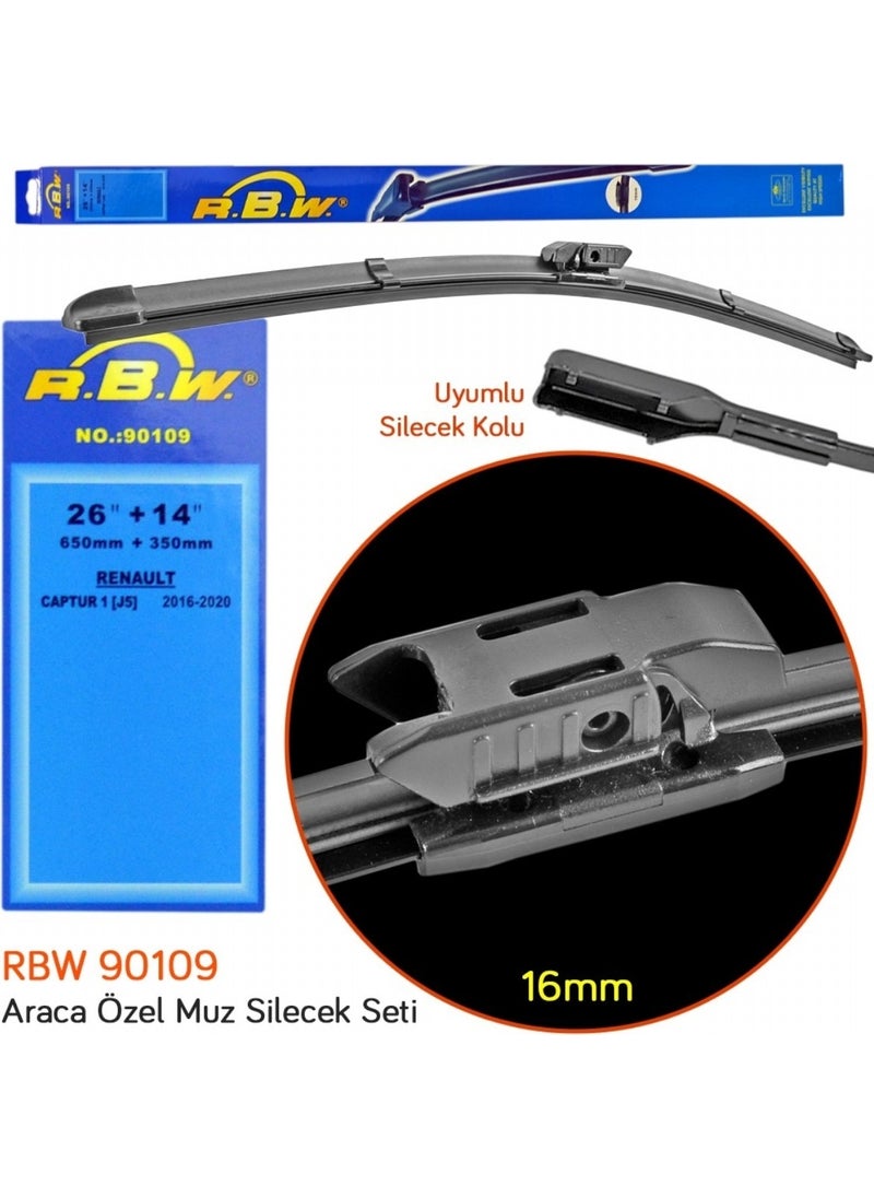 RBW 90109 Renault Captur 2016-2020 26+14 Inch / 650+350 mm Banana Wiper Set  - Image 3