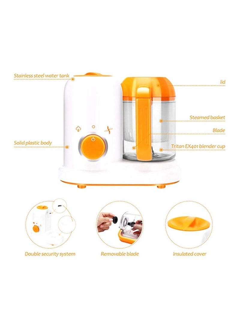 BPA Lead Phthalate-Free Shatterproof Baby Food Steamer Blender, Orange/White - Image 3