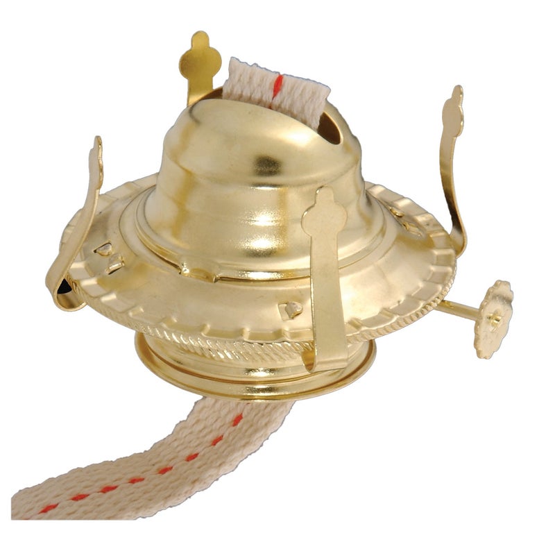 B&P Lamp BP Lamp Replacement Oil and Kerosene Lamp 2 Size Brass Plated Burner with Reduction Collar and Cotton Lamp Wick  Fits Vintage Oil Lamps  Holds a 3 Inch Base Chimney 