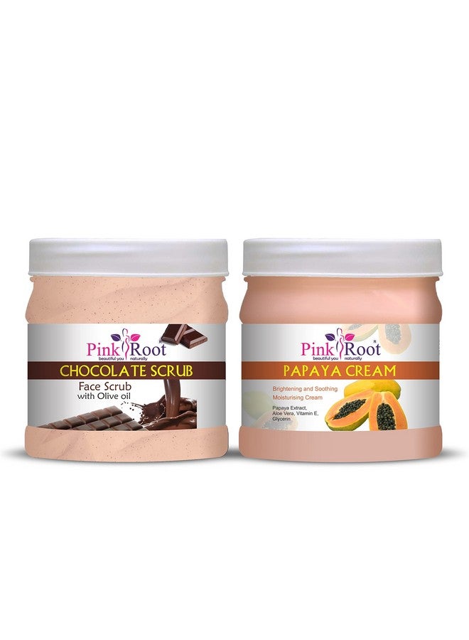 Pink Root Chocolate Scrub 500gm with Papaya Cream 500gm - Image 1