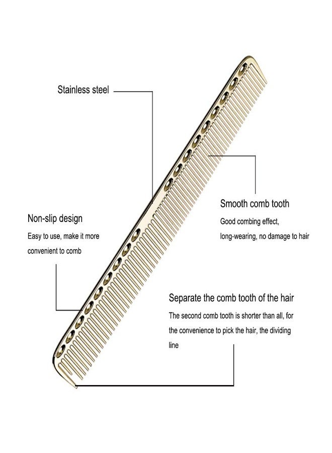 wweenuo 2 pcs Stainless Steel Hair Combs Anti Static Styling Comb Hairdressing Barbers Combs (Gold) - Image 3