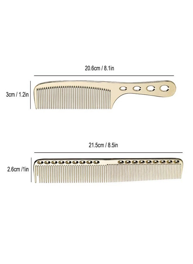 wweenuo 2 pcs Stainless Steel Hair Combs Anti Static Styling Comb Hairdressing Barbers Combs (Gold) - Image 2