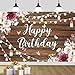 YinQin 180x120 cm Rustic Wood Flower Birthday Backdrops Photo Cloth 71x47 inch Happy Bday Photography Backgrounds Wooden Floral Butterfly Happy Birthday Sign Banner Decoration for Women Girl - Image 3