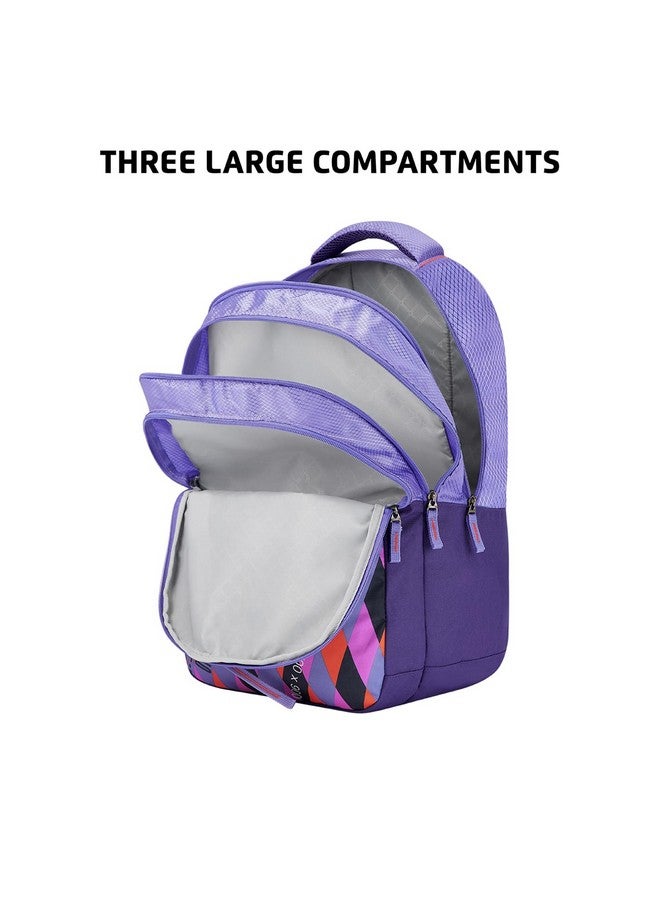 Safari Flight 35L School Backpack Bag For Boys & Girls,Travel/Office Bag For Men & Women,College Bag,Casual Printed 3 Compartment Backpack With Bottle Holder & Front Pocket,3 Compartments,Purple - Image 2
