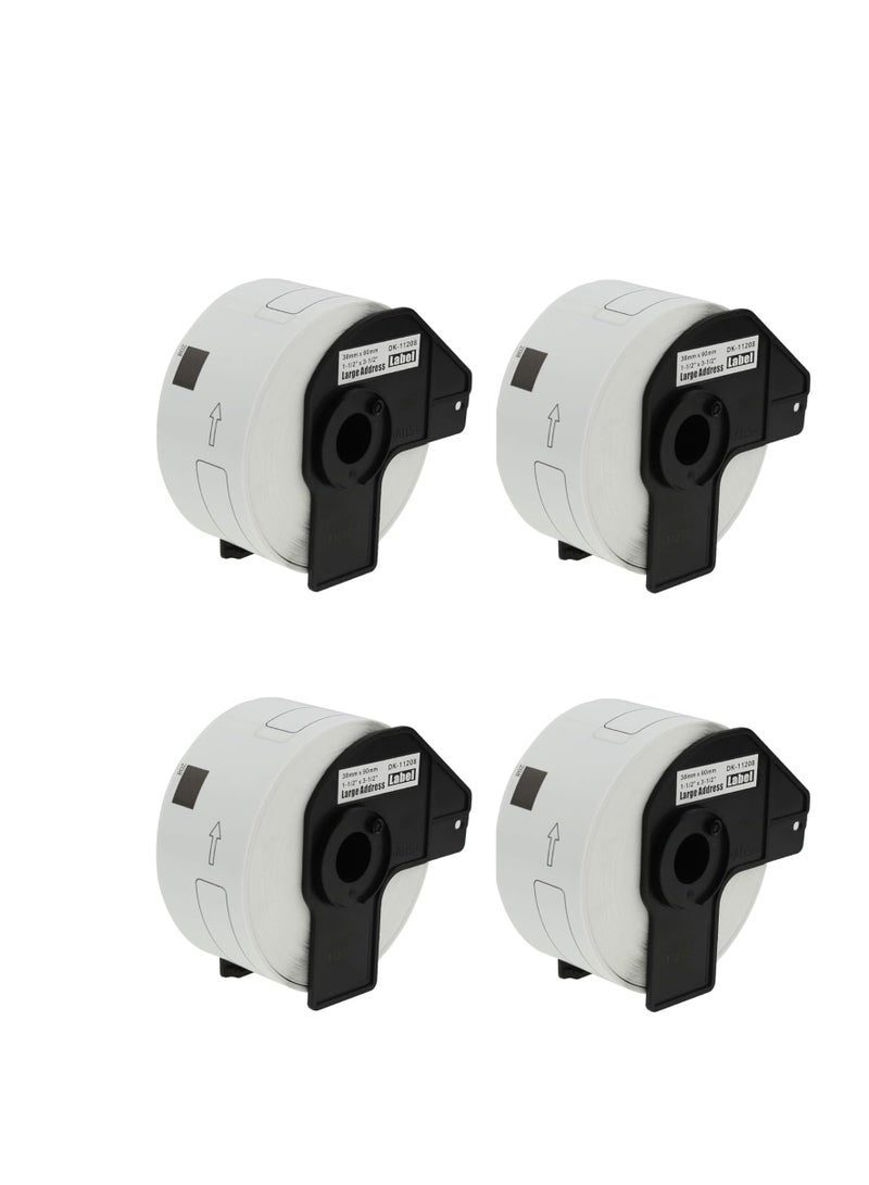 4-PCS DK-11208 Compatible Labels, Size: 38 x 90 mm 400 Labels White for P-Touch QL-500 QL-570 QL-700 QL-710W QL-720NW QL-800 QL-810W QL-820NWB QL-105 0 QL. 1060N QL-1100 QL-1110NWB - Image 1