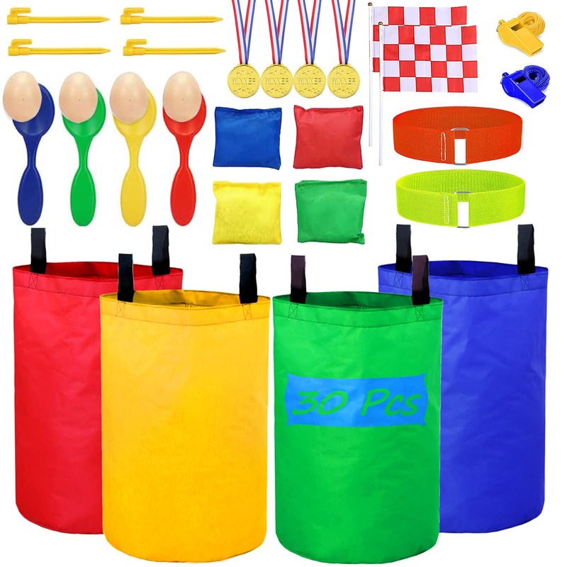 Niantime 30Pcs Outdoor Games Set Potato Sack Race Bags for Kids Easter Game Party 3 Legged Race Bands Bean Bag Toss Carnival Outdoor Lawn Easter Eggs Race Games Kit for Field Day Family Reunion - Image 2