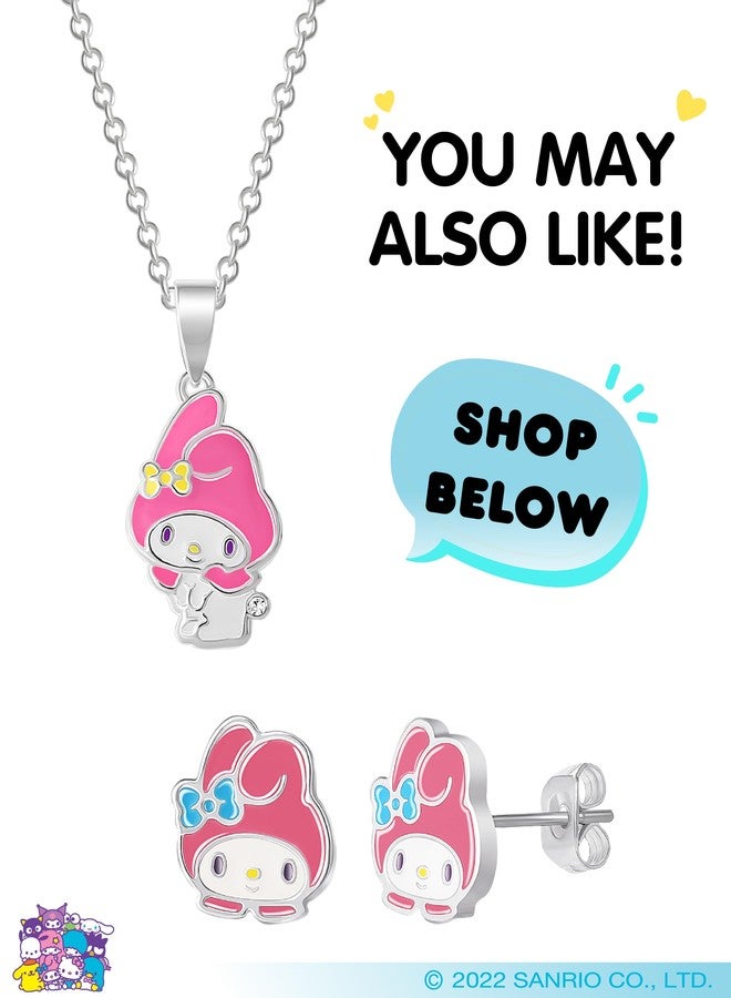 هالو كيتي سوار هيلو كيتي ماي ميلودي للنساء، مزين بقلادات على شكل زهرة وفيونكة، طوله 6.5 بوصة + 1 بوصة، مطلي بالفضة، سوار سانريو مرخص رسميًا - Image 3