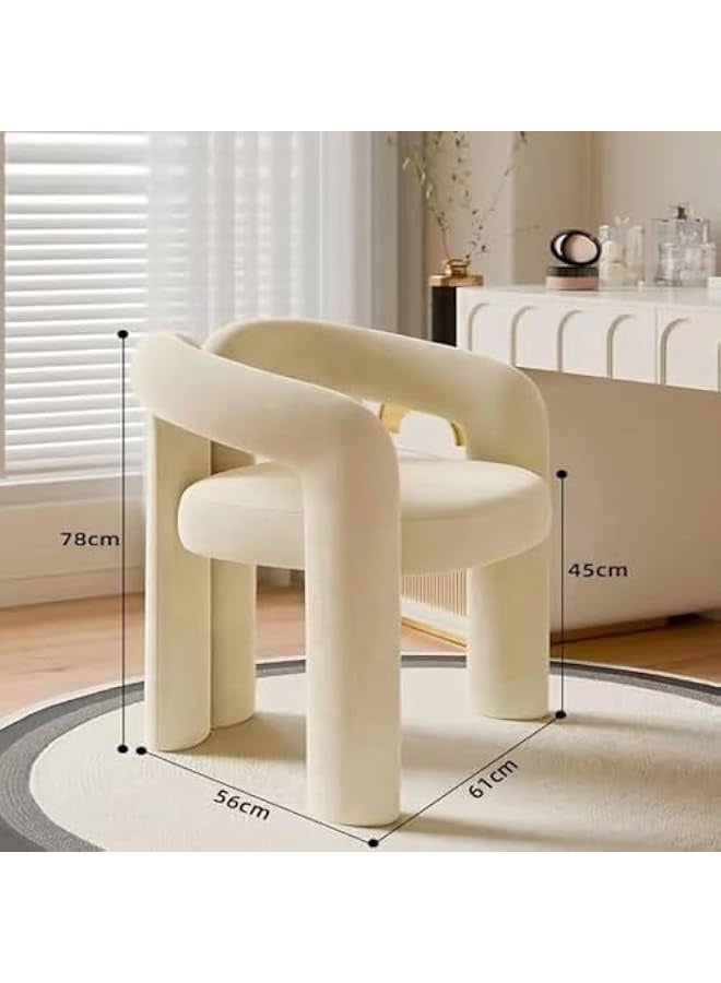 JOMILA Modern Minimalist Design Single Sofa - Comfy and Fluffy Vanity Chair, Elegant Furry Makeup Desk Chair for Bedroom, Living Room, or Dressing Room 61x56x78 cm. - Image 3