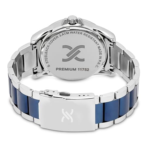 Daniel Klein Analog Blue Round Dial Two Tone Silver Blue Metal Strap Water-Resistant Wrist Watch for Men Boys DK11752-2 - Image 4
