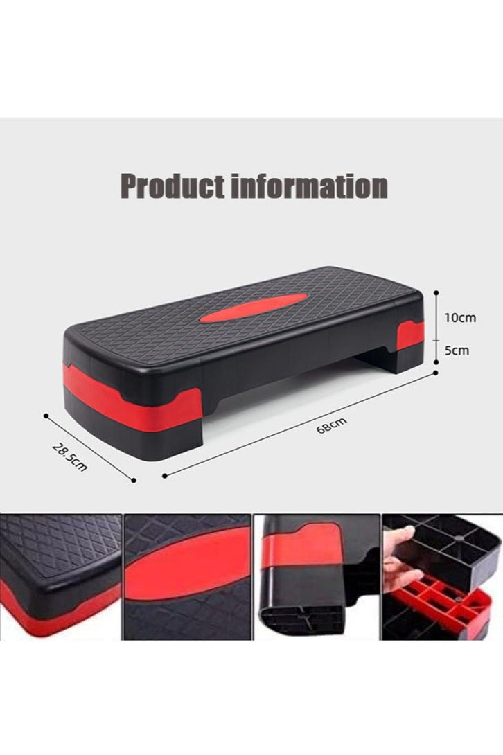 Generic Fitness Pedal Adjustable Aerobic Exercise Pedal Family Yoga Private Teaching Pedal Children's Jumping Exercise Fitness Equipment Red Black  - Image 2