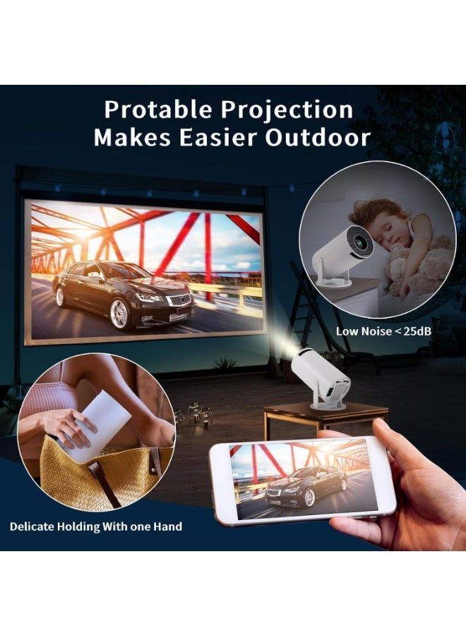 ماجكوبيك جهاز عرض صغير، جهاز عرض محمول، جهاز عرض بدقة 4K/200 ANSI مزود بتقنية WiFi 2.4/5G وبلوتوث. تصحيح انحراف الصورة تلقائي، شاشة بحجم 40-130 بوصة، إمكانية قلب 180 درجة، نظام أندرويد 11.0، جهاز عرض أفلام بتصميم دائري (أبيض) - Image 4