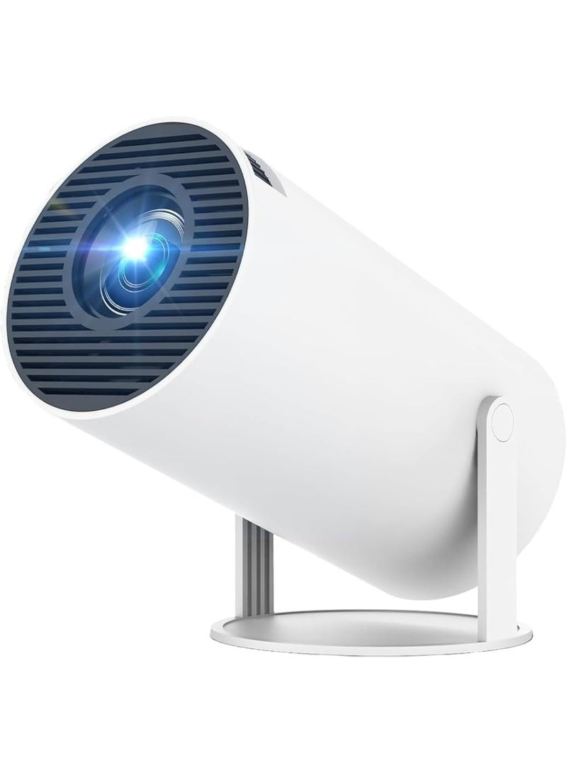 ماجكوبيك جهاز عرض صغير، جهاز عرض محمول، جهاز عرض بدقة 4K/200 ANSI مزود بتقنية WiFi 2.4/5G وبلوتوث. تصحيح انحراف الصورة تلقائي، شاشة بحجم 40-130 بوصة، إمكانية قلب 180 درجة، نظام أندرويد 11.0، جهاز عرض أفلام بتصميم دائري (أبيض) - Image 1