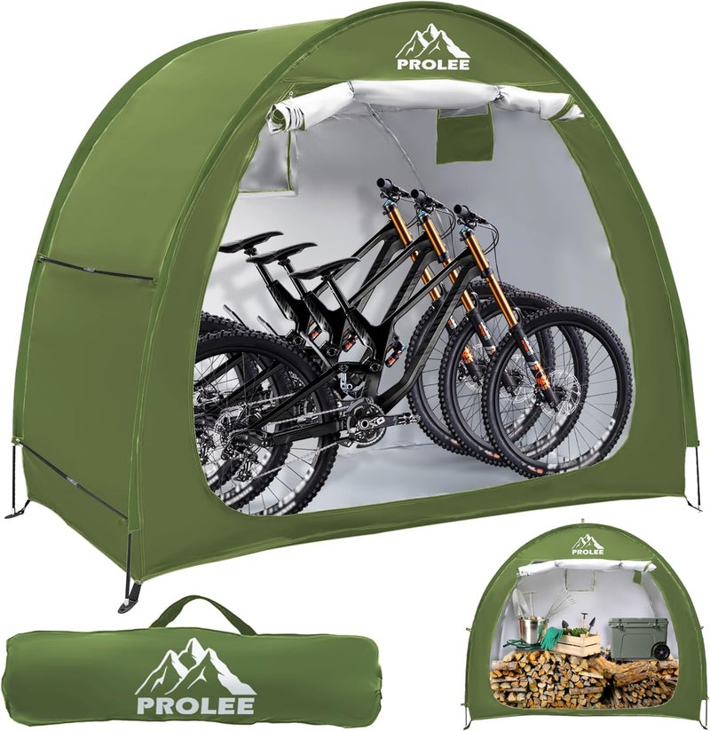 PROLEE Bike Shed 6.6FT Waterproof 210D Oxford Fabric, Bike Storage with Window Design for Outdoor Storage, Bike Storage Tent for 2-3 Bikes, Outdoor Storage Waterproof - Image 1