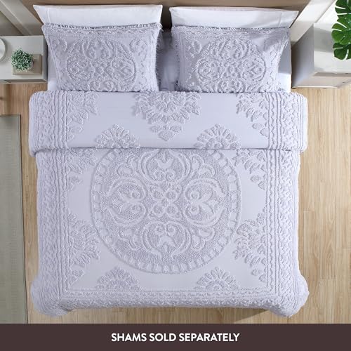 Beatrice Home Fashions Medallion Chenille Bedspread Full Lavender - Image 3