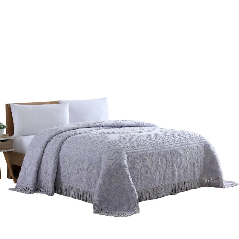 Beatrice Home Fashions Medallion Chenille Bedspread Full Lavender - Image 2