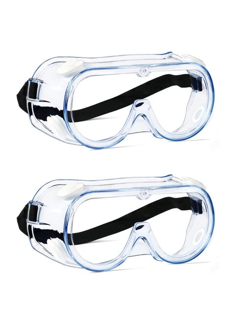 2 Pcs Safety Goggles Protective Lab Eye Protection Stylish Round UV400 Transparent Blue Light for Men Womens