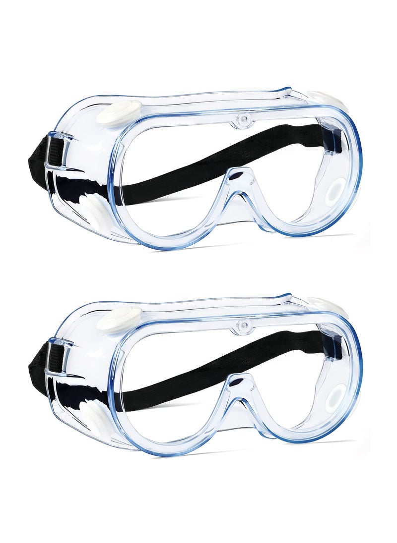 SYOSI - 2 Pcs Safety Goggles Protective Lab Eye Protection Stylish Round UV400 Transparent Blue Light for Men Womens - Image 1