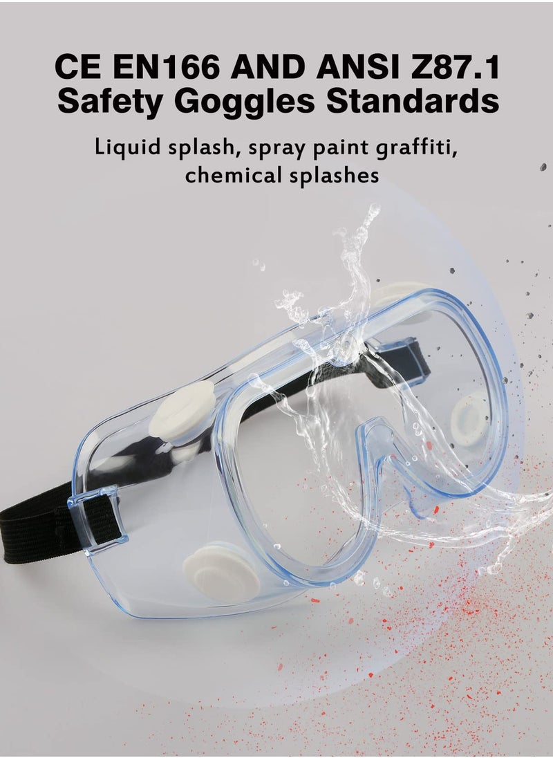 SYOSI - 2 Pcs Safety Goggles Protective Lab Eye Protection Stylish Round UV400 Transparent Blue Light for Men Womens - Image 1