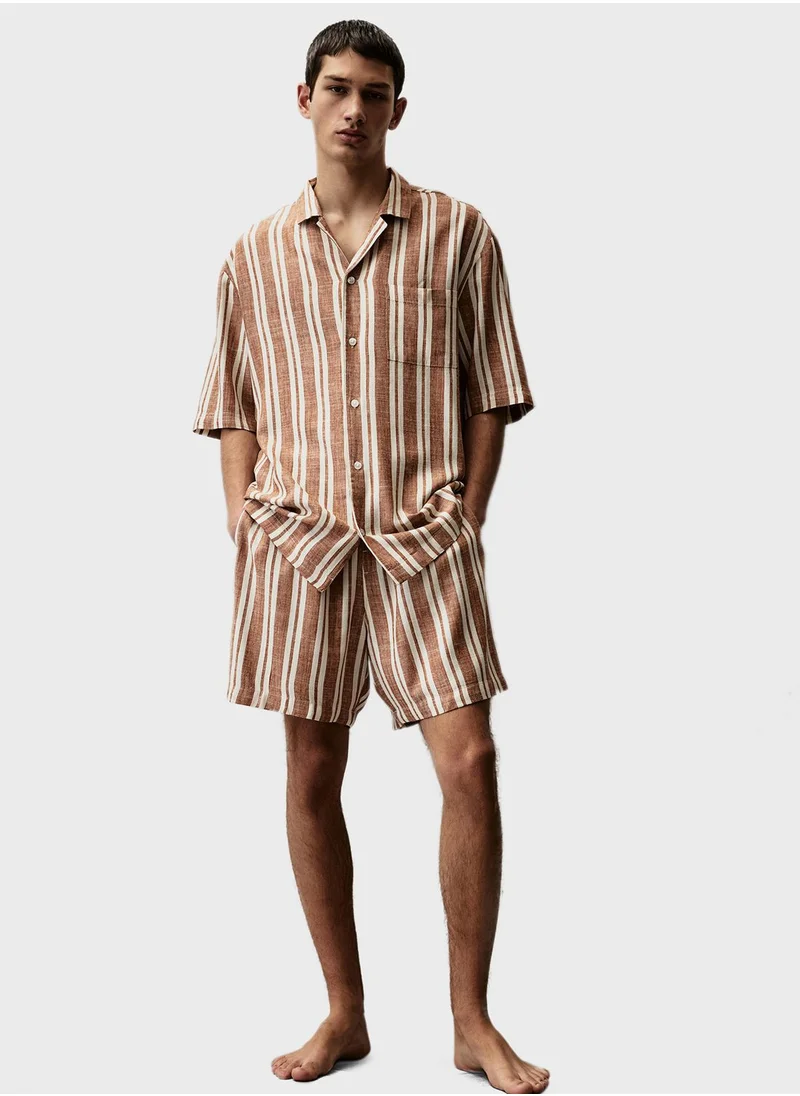 اتش اند ام Printed Shirt & Pyjama Shorts Set