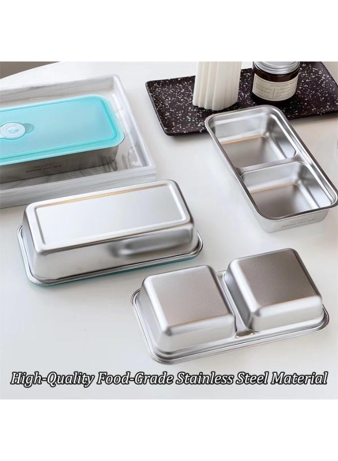 Grab and Go Snack Containers Reusable,Stainless Steel Double Compartment Snack Containers,Dishwasher- Reusable Condiment Container with Lids of Snacks,Dips,Travel and Outdoor Camping (2PCS) - Image 3