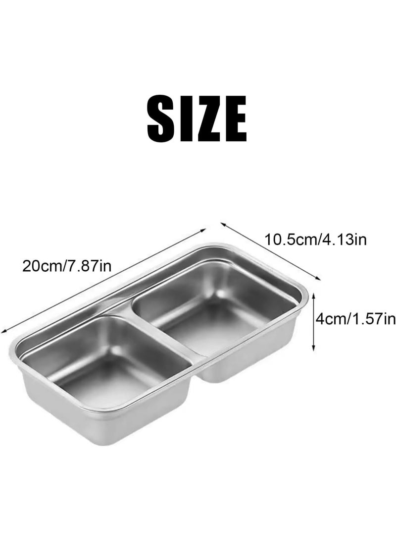 Grab and Go Snack Containers Reusable,Stainless Steel Double Compartment Snack Containers,Dishwasher- Reusable Condiment Container with Lids of Snacks,Dips,Travel and Outdoor Camping (2PCS) - Image 4