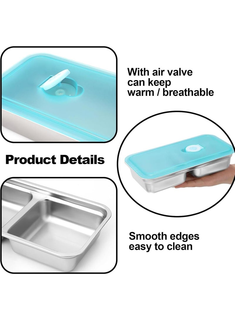 Grab and Go Snack Containers Reusable,Stainless Steel Double Compartment Snack Containers,Dishwasher- Reusable Condiment Container with Lids of Snacks,Dips,Travel and Outdoor Camping (2PCS) - Image 2