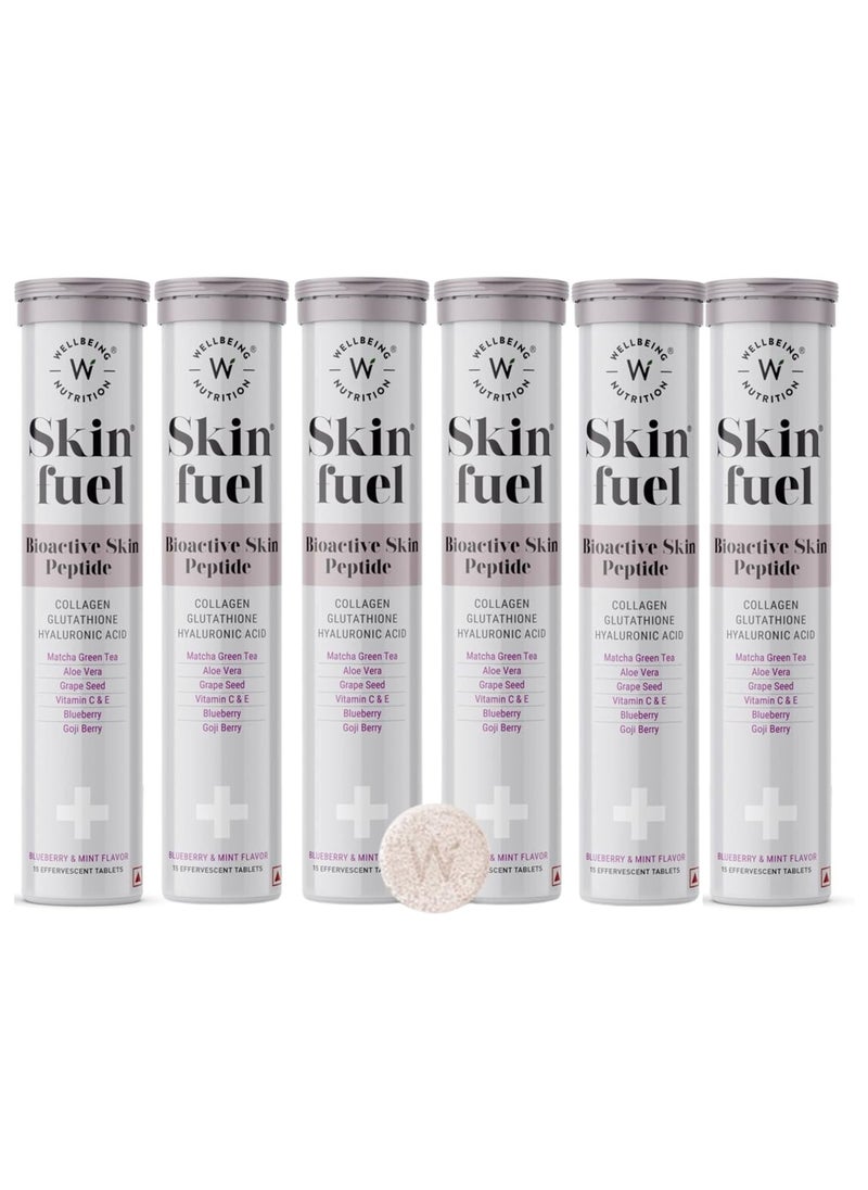 WELLBEING NUTRITION Fuel Skin Collagen Builder, L-Glutathione, Hyaluronic Acid Pack of 6  - Image 1