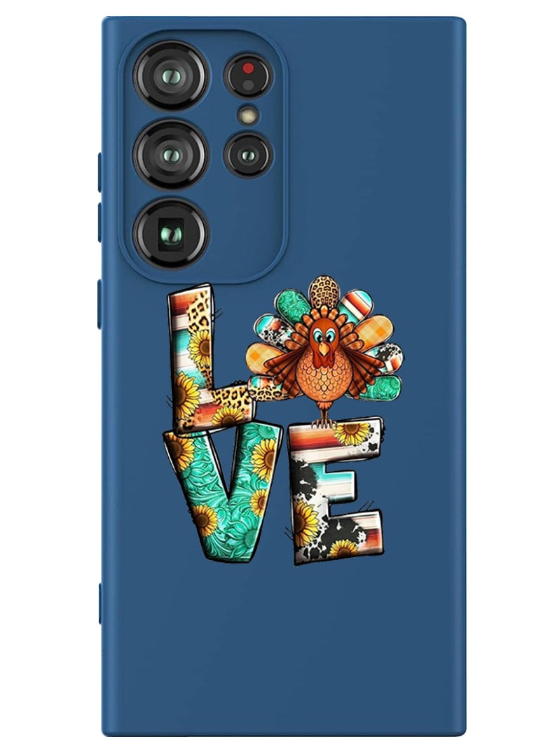 Theodor Protective Slim Fit Case Liquid Silicone Cover with Full Body Protection Anti-Scratch Shockproof Case For Samsung Galaxy S24 Ultra (Blue) - Love - Image 1