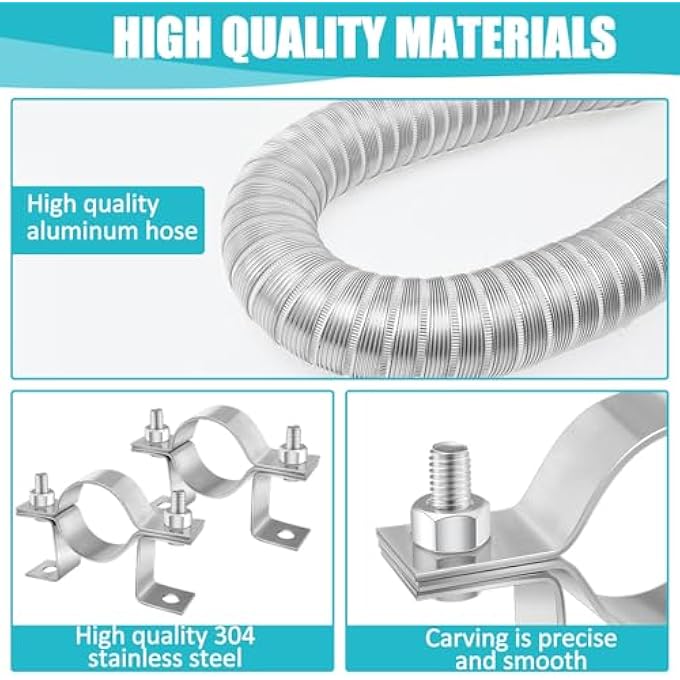 OUTSIDE AIR KIT FOR PELLET STOVES INCLUDES 2" X 60" ALUMINUM FLEX PELLET STOVE PIPE 2 PCS MOUNTING BRACKETS AND HEX SCREWS PELLET STOVE PIPE KIT - Image 3