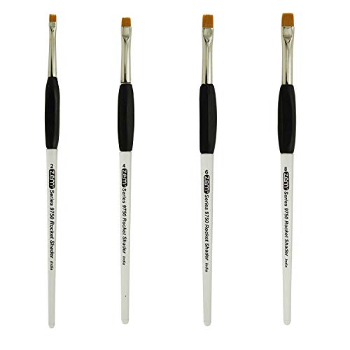 ZEM Brush Rocket Gel Grip Ergonomic Handle Short Shader | Bright Artist Paint Brush Set Sizes 2,4,6,8 - Image 1