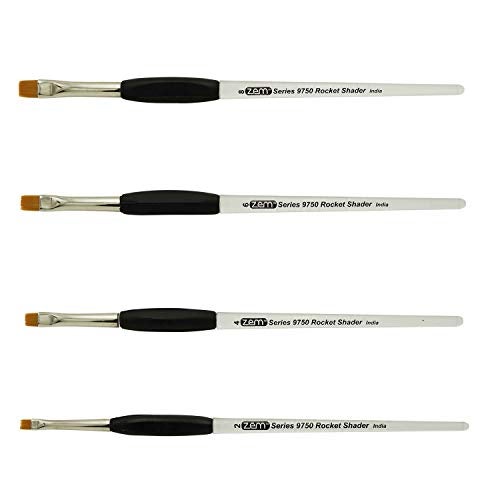 ZEM Brush Rocket Gel Grip Ergonomic Handle Short Shader | Bright Artist Paint Brush Set Sizes 2,4,6,8 - Image 2