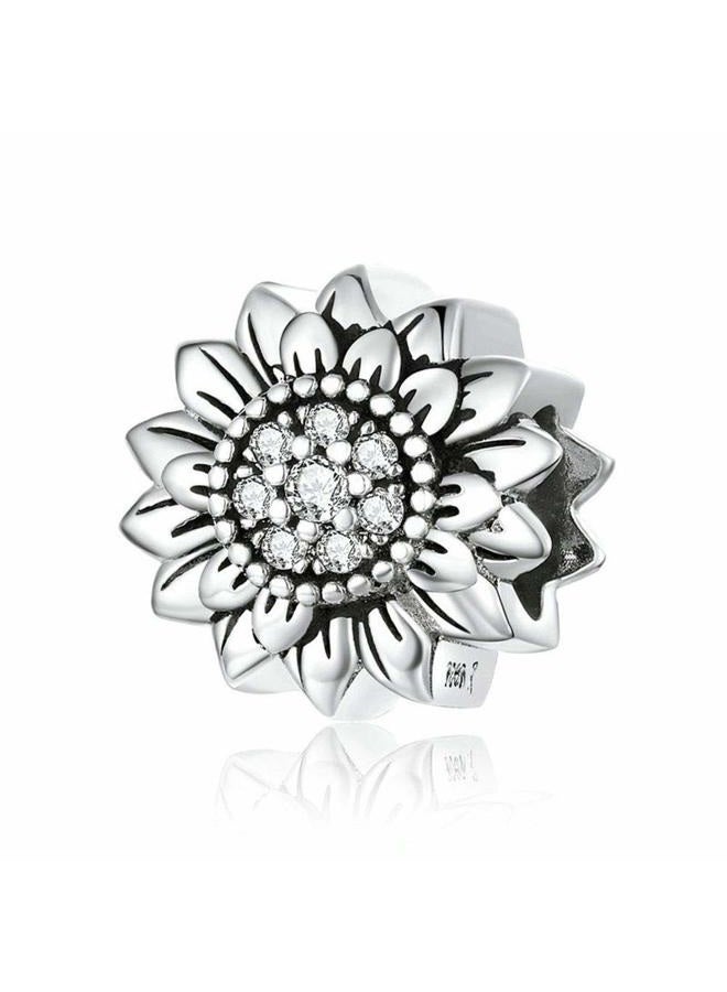 LAMOONY Sunflower Charm 925 Sterling Silver Sun Charm Flower Charm Love Gift Charm for Pandora Charm Bracelet (Sunflower A) - Image 1