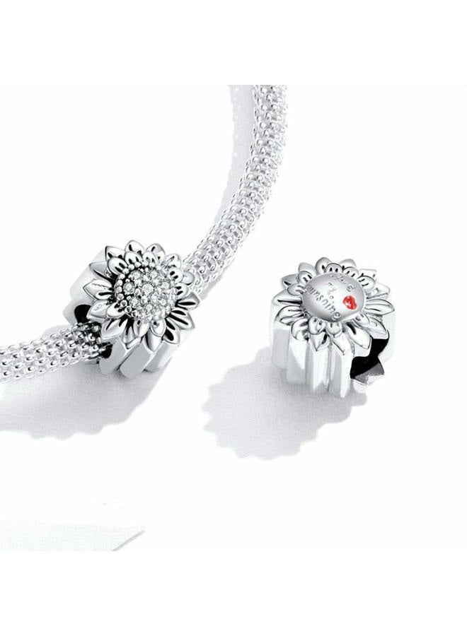 LAMOONY Sunflower Charm 925 Sterling Silver Sun Charm Flower Charm Love Gift Charm for Pandora Charm Bracelet (Sunflower A) - Image 3
