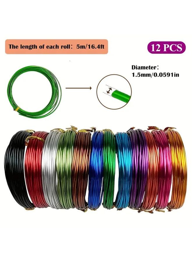 12 Rolls 1 5mm 15 Gauge Flexible Craft Aluminum Wire For DIY Art Plants Gardening - Image 1