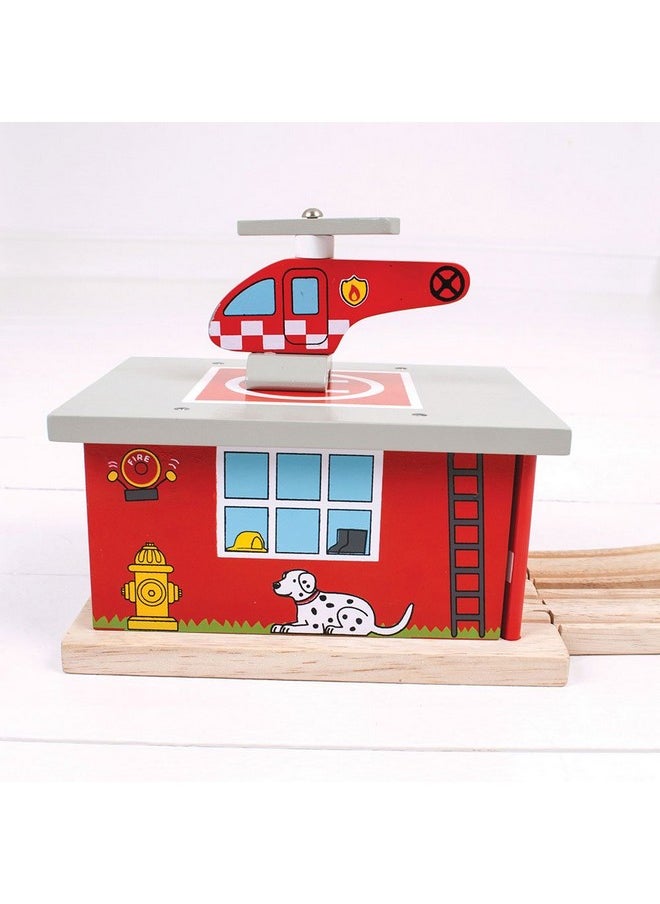 Bigjigs Rail , Firestation Shed, Wooden Toys, Bigjigs Train Accessories, Wooden Fire Station, Wooden Shed, Rescue Vehicles Toys, Wooden Train Sets, Wooden Toys For 3 4 5 Year Olds  - Image 5
